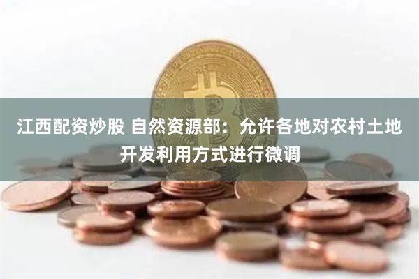 江西配资炒股 自然资源部：允许各地对农村土地开发利用方式进行微调