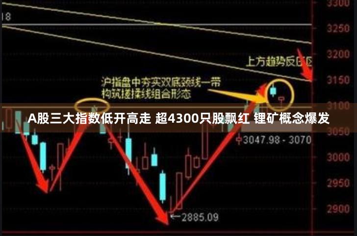 A股三大指数低开高走 超4300只股飘红 锂矿概念爆发